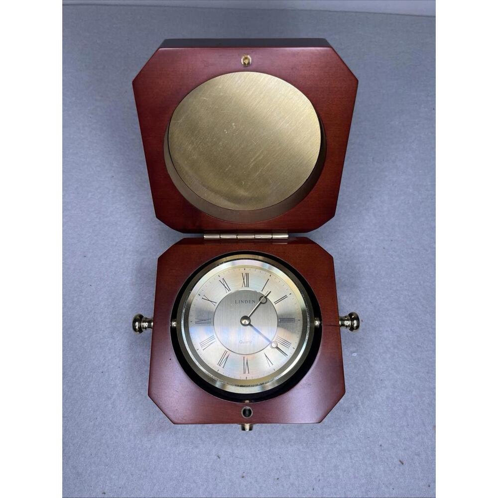 Linden Nautical Clock Wood & Brass in Gorgeous Display Box